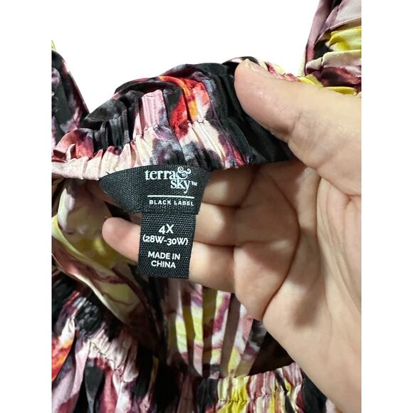 4X Terra & Sky Black Label Women's Plus Size Pleated Off the Shoulder Midi Dress - Picture 5 of 6